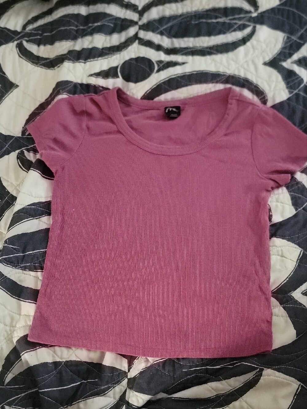 art class Ribbed Crew Top in Mauve